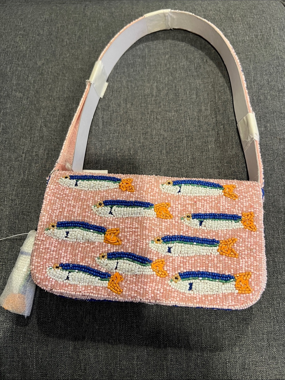 Beaded Pink Sardine Shoulder Bag